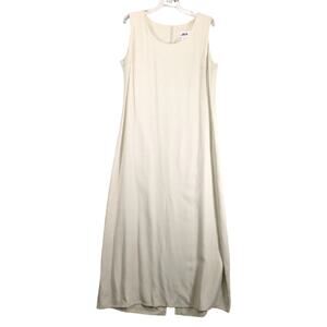 Vtg 90s JBS Ltd Beige Sleeveless A-Line Maxi Dress Sz 14 Made USA, Scandi Beach